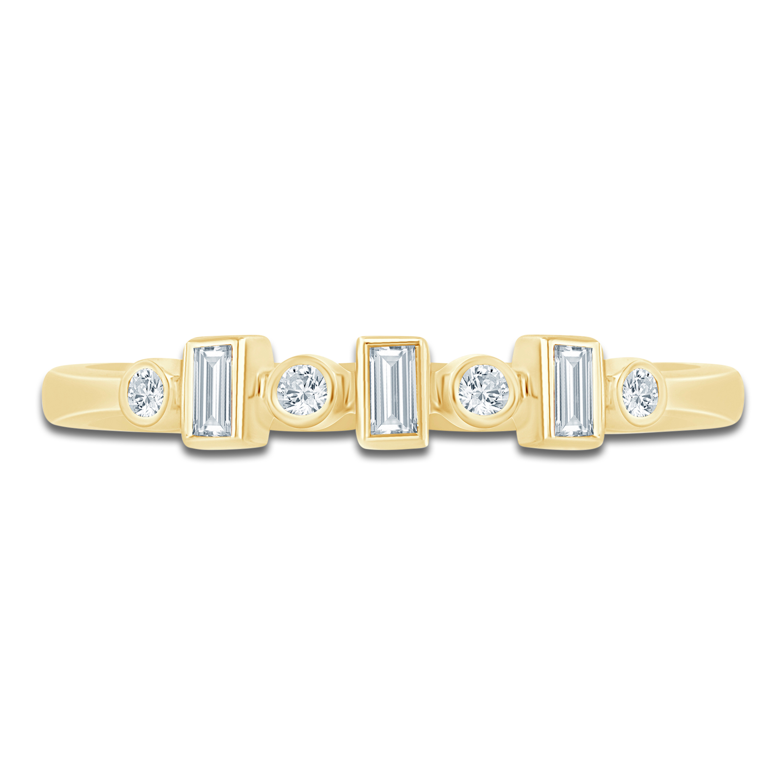 Thumbnail Image 3 of Certified Diamond Baguette & Round-Cut Anniversary Ring 1/8 ct tw 14K Yellow Gold