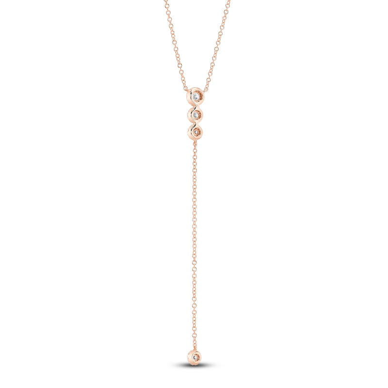 Main Image 2 of Shy Creation Diamond Graduated Halo Y-Drop Necklace 1/4 ct tw 14K Rose Gold 18" SC55002608
