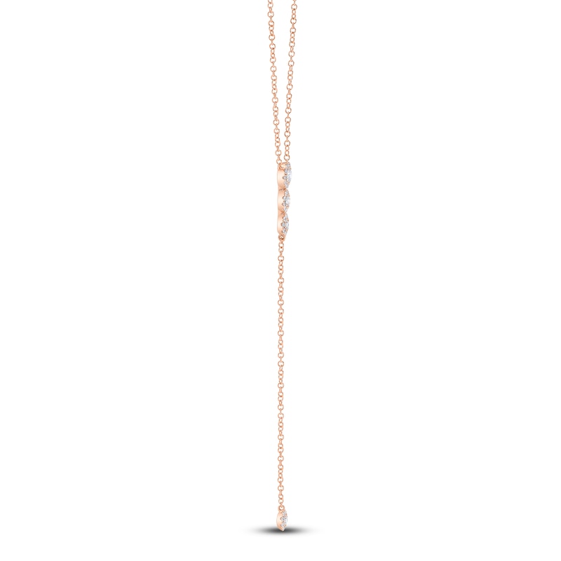 Main Image 3 of Shy Creation Diamond Graduated Halo Y-Drop Necklace 1/4 ct tw 14K Rose Gold 18" SC55002608