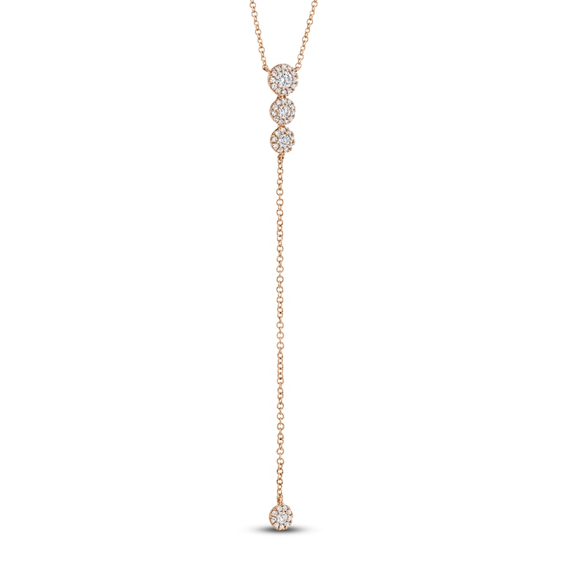 Main Image 4 of Shy Creation Diamond Graduated Halo Y-Drop Necklace 1/4 ct tw 14K Rose Gold 18" SC55002608