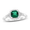 Thumbnail Image 1 of Cushion-Cut Lab-Created Emerald & Diamond Ring 1/6 ct tw 10K White Gold