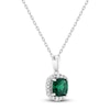 Thumbnail Image 2 of Cushion-Cut Lab-Created Emerald & Diamond Necklace 1/8 ct tw 10K White Gold 18"