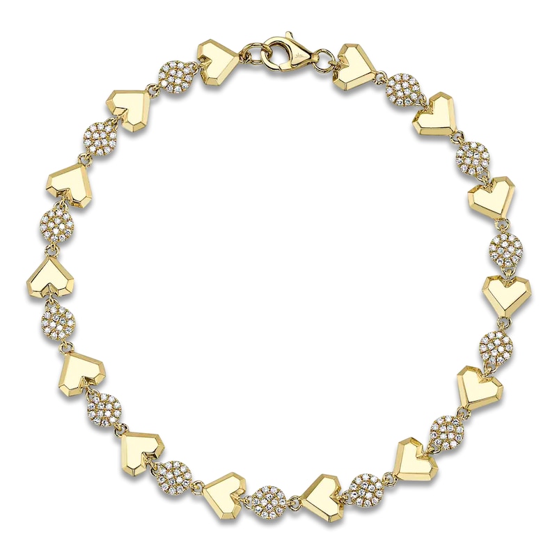 Main Image 1 of Shy Creation Diamond Circle & Heart Bracelet 3/8 ct tw 14K Yellow Gold 7&quot; SC55027119