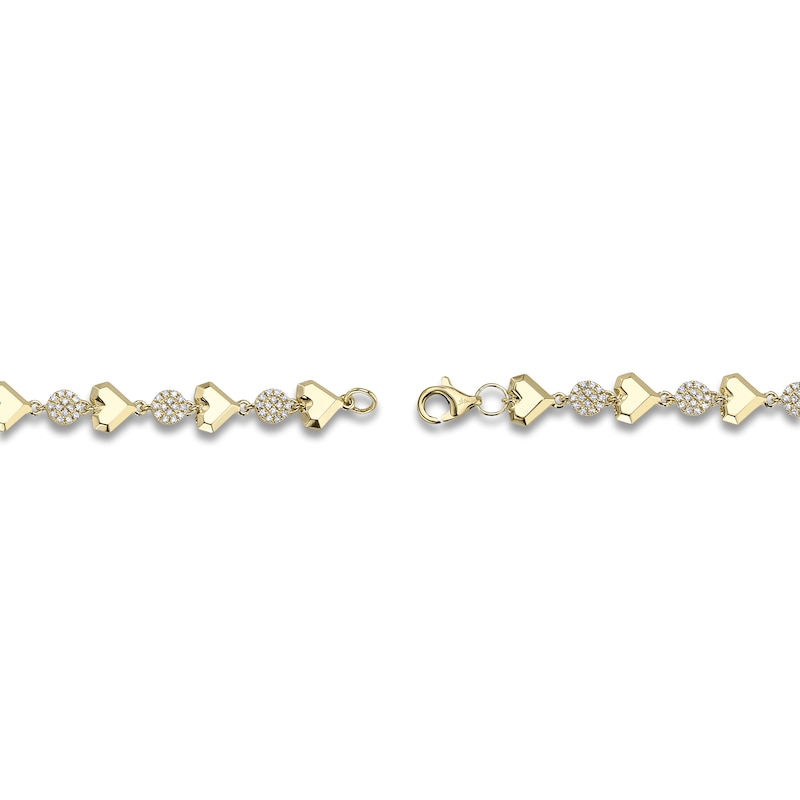 Main Image 2 of Shy Creation Diamond Circle & Heart Bracelet 3/8 ct tw 14K Yellow Gold 7&quot; SC55027119
