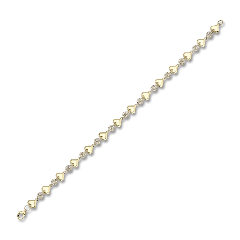 Main Image 3 of Shy Creation Diamond Circle & Heart Bracelet 3/8 ct tw 14K Yellow Gold 7&quot; SC55027119