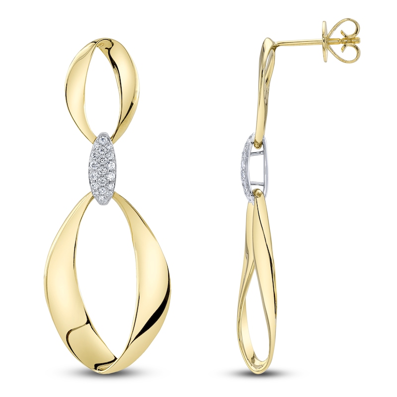 Main Image 1 of Shy Creation Diamond Mobius Drop Earrings 1/6 ct tw 14K Yellow Gold SC22009005