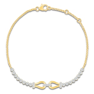 Diamond Linked Teardrops Bracelet 1/4 ct tw 10K Yellow Gold 7.5"