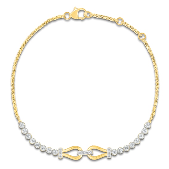 Diamond Linked Teardrops Bracelet 1/4 ct tw 10K Yellow Gold 7.5"