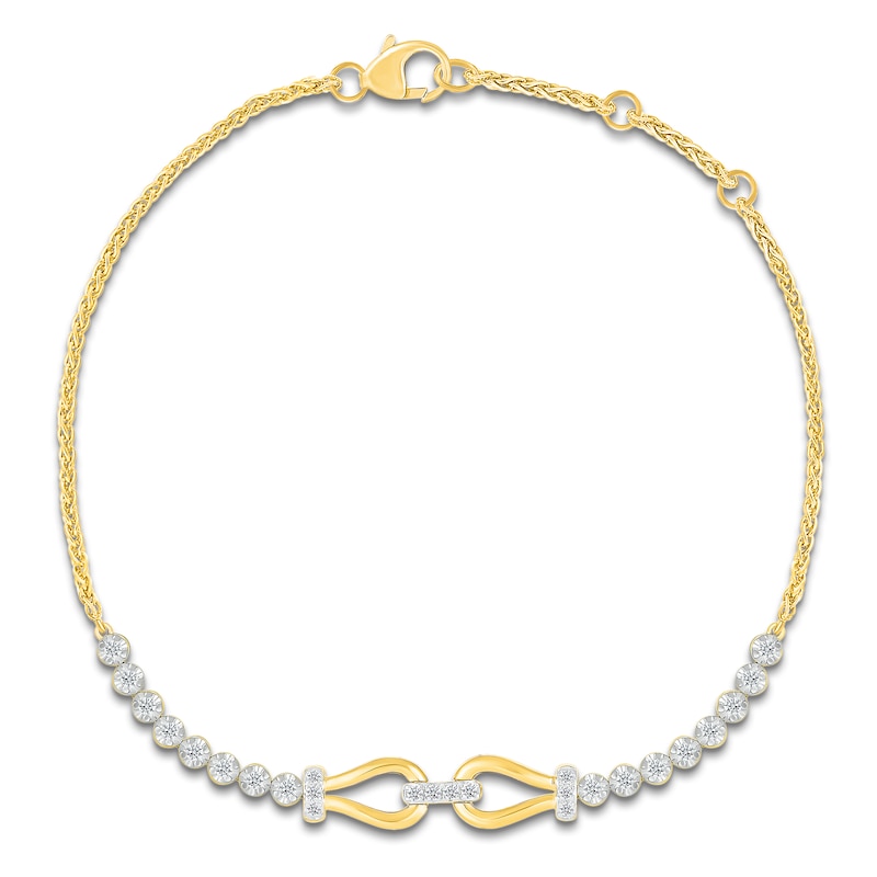 Main Image 1 of Diamond Linked Teardrops Bracelet 1/4 ct tw 10K Yellow Gold 7.5"