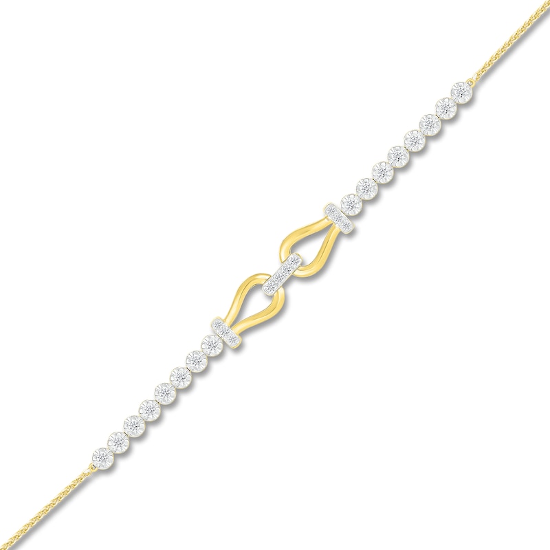 Main Image 2 of Diamond Linked Teardrops Bracelet 1/4 ct tw 10K Yellow Gold 7.5"