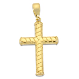 Italia D'Oro Men's Cross Charm 14K Yellow Gold