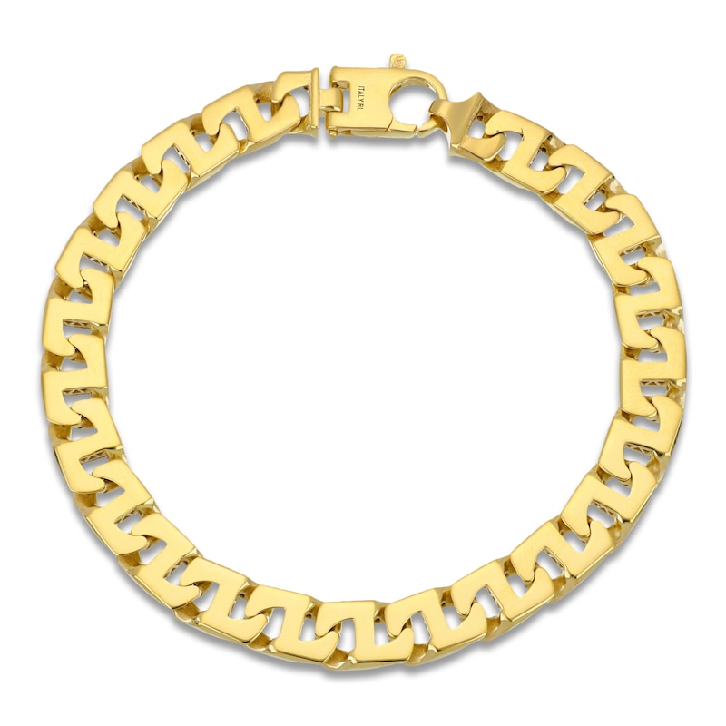 Main Image 1 of Italia D'Oro Men's Solid Greek Key Link Bracelet 8mm 14K Yellow Gold 8.5"