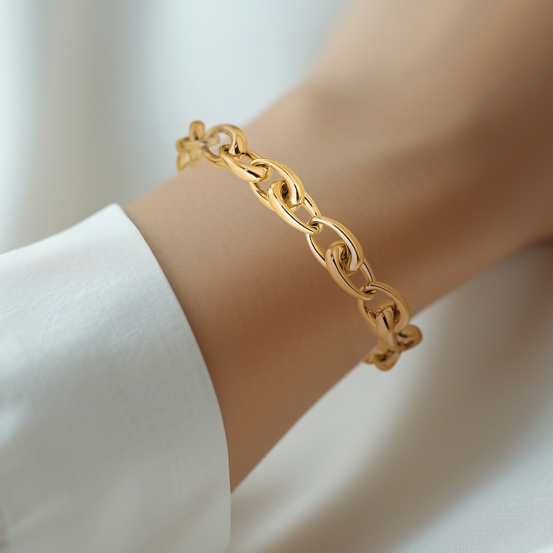 Main Image 4 of Blue Nile X Jared Tapered Oval Link Bracelet 14K Yellow Gold 8"