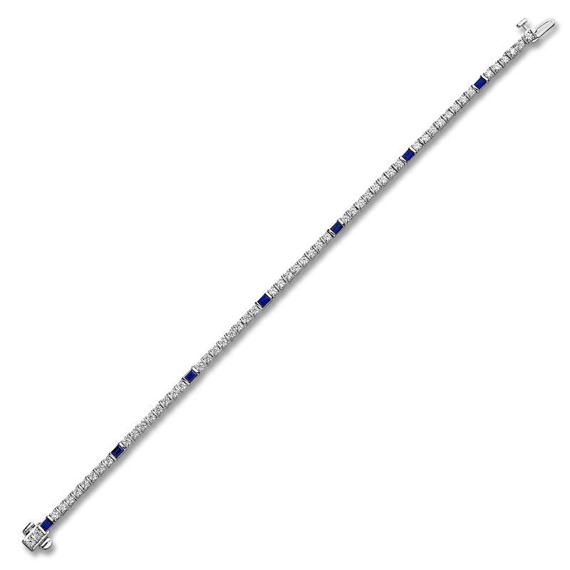 Main Image 2 of Blue Nile X Jared Baguette-Cut Natural Blue Sapphire & Diamond Tennis Bracelet 2 ct tw 14K White Gold 7"