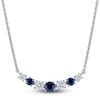 Thumbnail Image 1 of Blue Nile X Jared Natural Blue Sapphire & Diamond Graduated Smile Necklace 1/2 ct tw 14K White Gold 18"