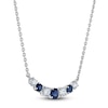Thumbnail Image 2 of Blue Nile X Jared Natural Blue Sapphire & Diamond Graduated Smile Necklace 1/2 ct tw 14K White Gold 18"