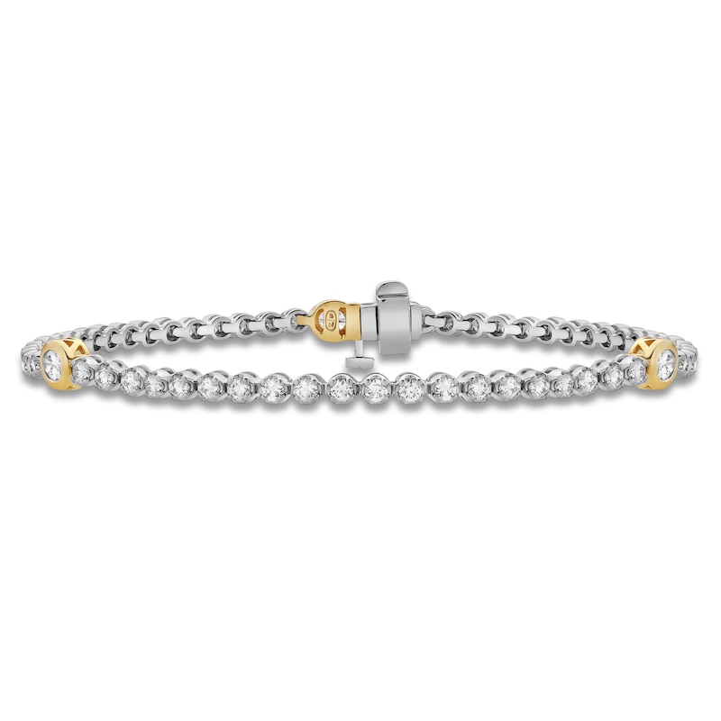Main Image 1 of Blue Nile X Jared Diamond Bezel-Set Station Tennis Bracelet 2 ct tw 14K Two-Tone Gold 7"