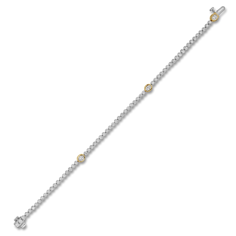 Main Image 2 of Blue Nile X Jared Diamond Bezel-Set Station Tennis Bracelet 2 ct tw 14K Two-Tone Gold 7"