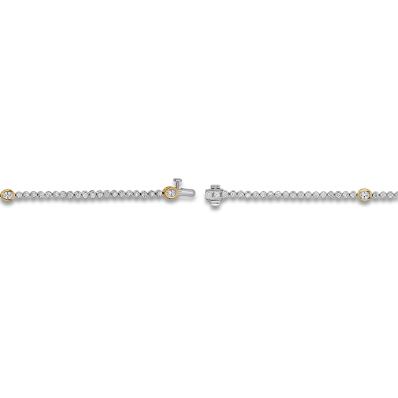 Main Image 3 of Blue Nile X Jared Diamond Bezel-Set Station Tennis Bracelet 2 ct tw 14K Two-Tone Gold 7"
