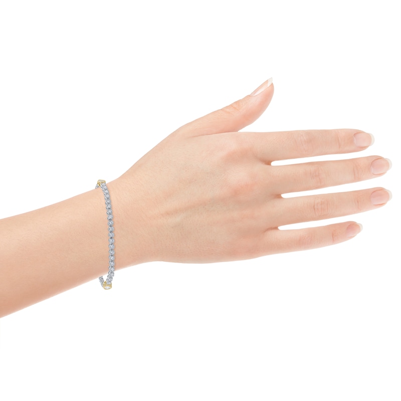 Main Image 4 of Blue Nile X Jared Diamond Bezel-Set Station Tennis Bracelet 2 ct tw 14K Two-Tone Gold 7"