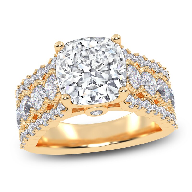 Main Image 1 of Cushion-Cut Created By Jared Studio Lab-Created Diamond Engagement Ring 4-3/4 ct tw 14K Yellow Gold