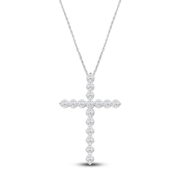 Lab-Grown Diamond Cross Necklace 2 ct tw 14K White Gold 18"