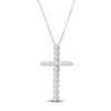 Thumbnail Image 2 of Lab-Grown Diamond Cross Necklace 2 ct tw 14K White Gold 18"