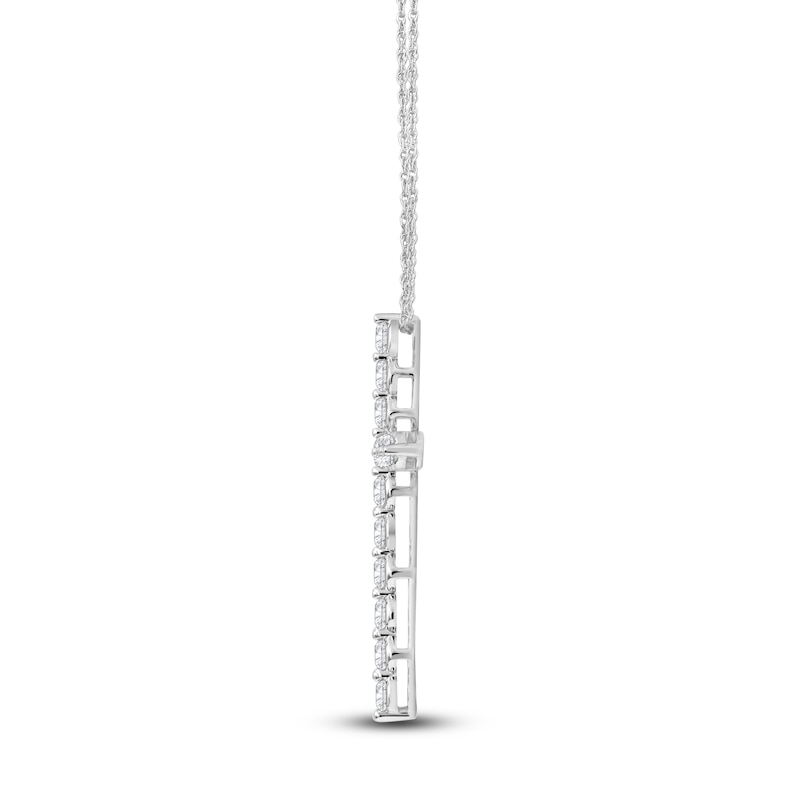 Main Image 5 of Lab-Grown Diamond Cross Necklace 2 ct tw 14K White Gold 18"