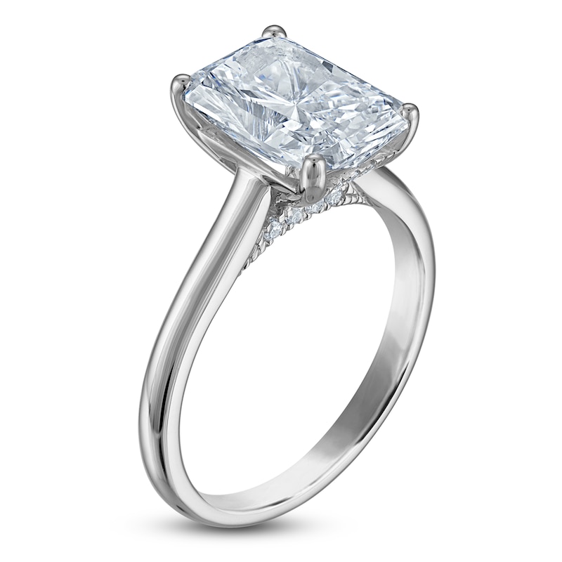 Main Image 2 of Radiant-Cut Lab-Grown Diamond Solitaire Plus Engagement Ring 3 ct tw Platinum (VS2/F)