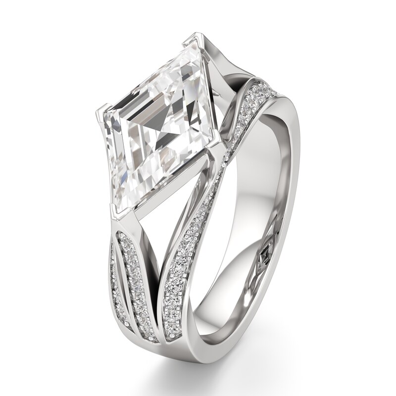Main Image 4 of J'Lure Lab-Grown Diamond Lozenge Step-Cut Engagement Ring 3-1/2 ct tw 18K White Gold