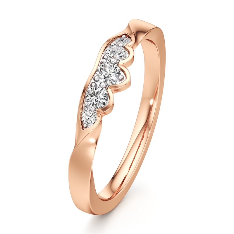 Main Image 4 of J'Lure Lab-Grown Diamond Scalloped Wedding Band 1/5 ct tw 18K Rose Gold