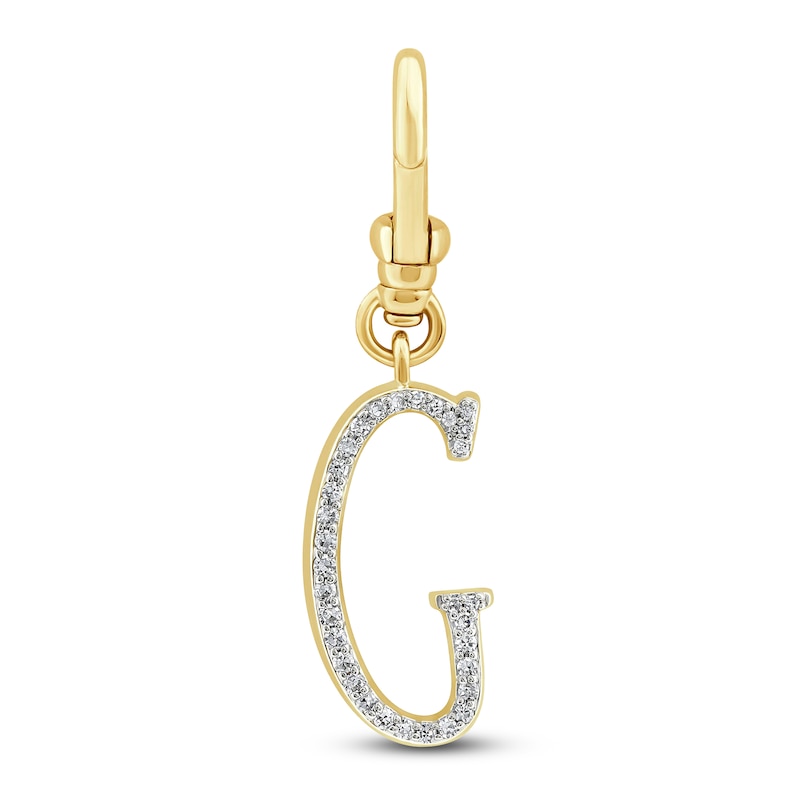 Main Image 1 of Charm'd by Lulu Frost Diamond Letter G Charm 1/18 ct tw Pavé Round 10K Yellow Gold