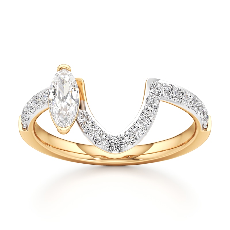 Main Image 1 of J'Lure Moval Old-Cut Lab-Grown Diamond Contour Wedding Band 1/2 ct tw 18K Yellow Gold