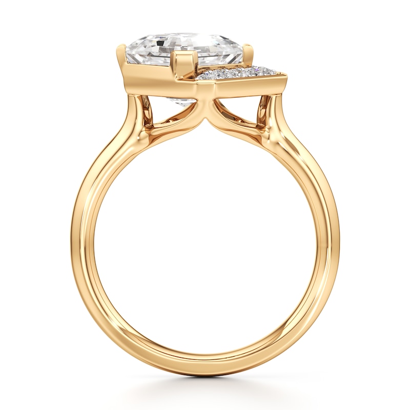 Main Image 2 of J'Lure Square-Emerald Step-Cut Lab-Grown Diamond Half-Halo Engagement Ring 3 ct tw 18K Yellow Gold