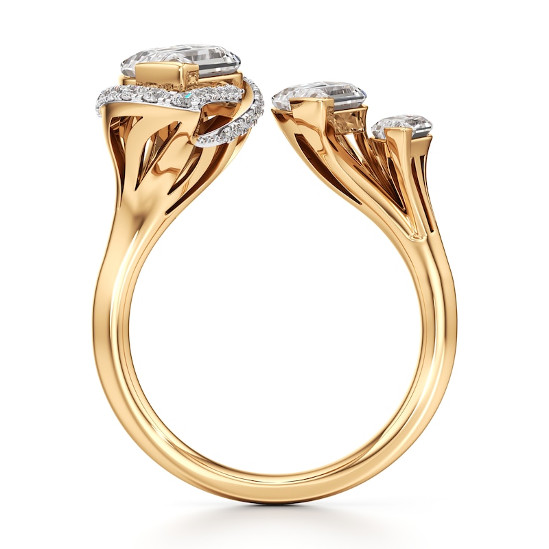 Main Image 2 of J'Lure Leaf Step-Cut Lab-Grown Diamond Engagement Ring 3-3/4 ct tw 18K Yellow Gold