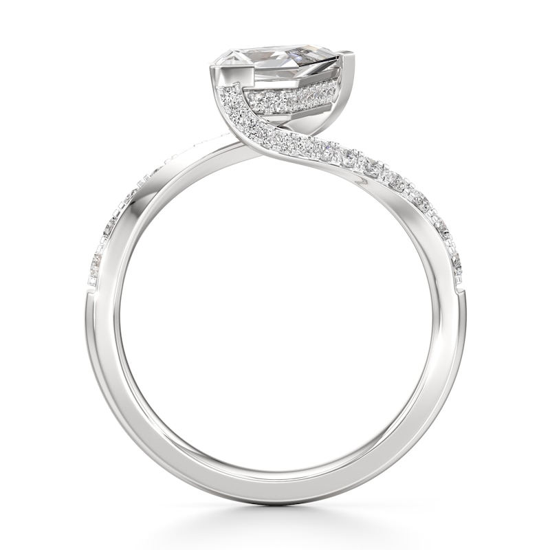 Main Image 2 of J'Lure Kite Step-Cut Lab-Grown Diamond Bypass Engagement Ring 1-3/8 ct tw 18K White Gold