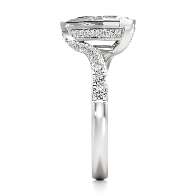 Main Image 3 of J'Lure Kite Step-Cut Lab-Grown Diamond Bypass Engagement Ring 1-3/8 ct tw 18K White Gold