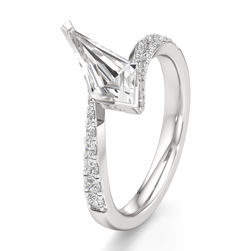 Main Image 4 of J'Lure Kite Step-Cut Lab-Grown Diamond Bypass Engagement Ring 1-3/8 ct tw 18K White Gold