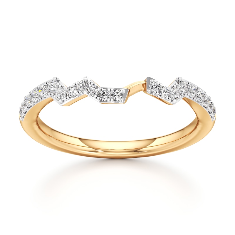 Main Image 1 of J'Lure Lab-Grown Diamond Angled Contour Wedding Band 1/5 ct tw 18K Yellow Gold