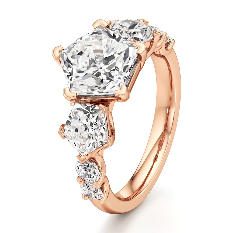 Main Image 4 of J'Lure Pentagon Brilliant-Cut Lab-Grown Diamond Engagement Ring 4-3/4 ct tw 18K Rose Gold