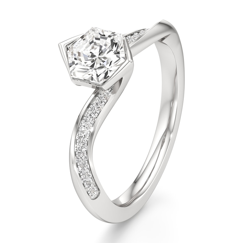 Main Image 4 of J'Lure Hexagon Brilliant-Cut Lab-Grown Diamond Bypass Engagement Ring 1-1/6 ct tw 18K White Gold