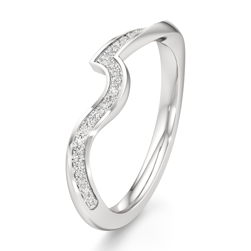 Main Image 4 of J'Lure Lab-Grown Diamond Contour Wedding Band 1/6 ct tw 18K White Gold