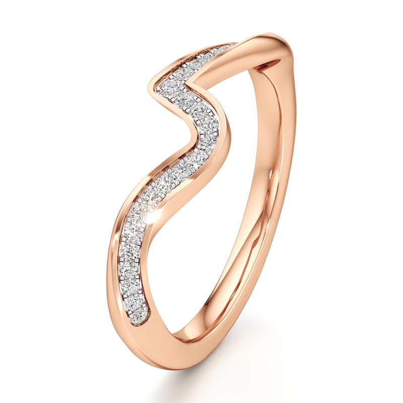 Main Image 4 of J'Lure Lab-Grown Diamond Contour Wedding Band 1/6 ct tw 18K Rose Gold