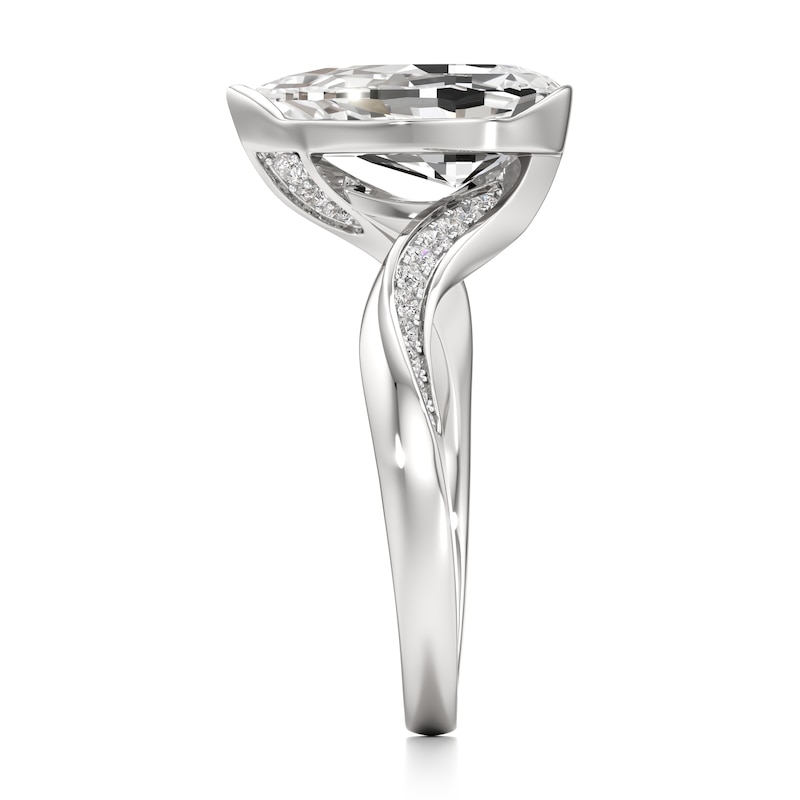 Main Image 3 of J'Lure Pear Step-Cut Lab-Grown Diamond Bypass Engagement Ring 3-1/5 ct tw 18K White Gold