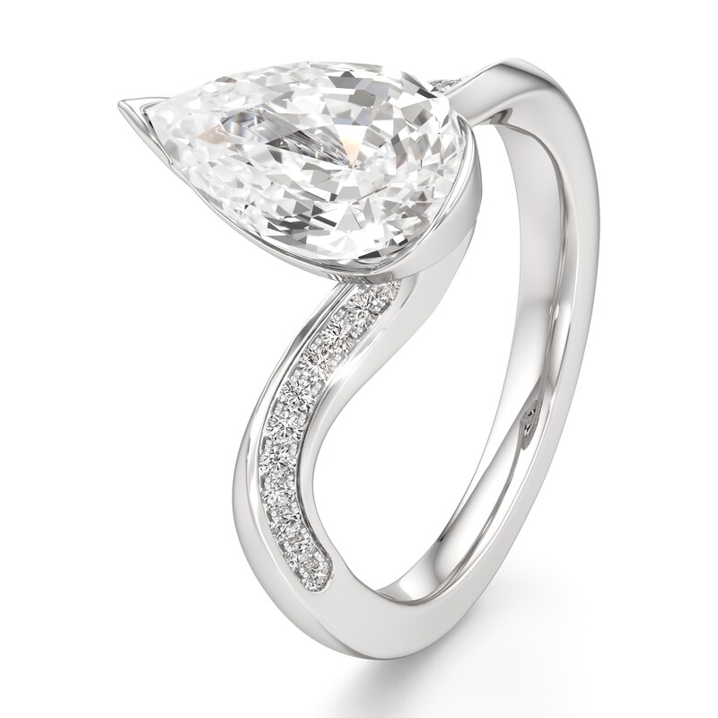 Main Image 4 of J'Lure Pear Step-Cut Lab-Grown Diamond Bypass Engagement Ring 3-1/5 ct tw 18K White Gold