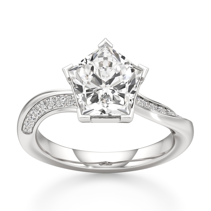 Main Image 1 of J'Lure Pentagon Brilliant-Cut Lab-Grown Diamond Bypass Engagement Ring 3-1/5 ct tw 18K White Gold