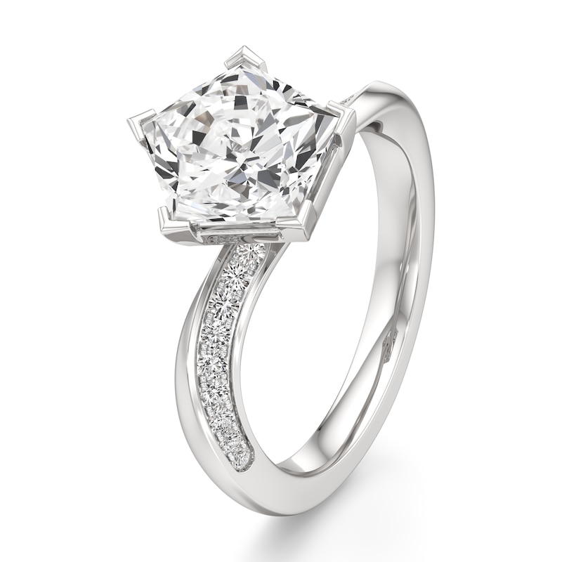 Main Image 4 of J'Lure Pentagon Brilliant-Cut Lab-Grown Diamond Bypass Engagement Ring 3-1/5 ct tw 18K White Gold