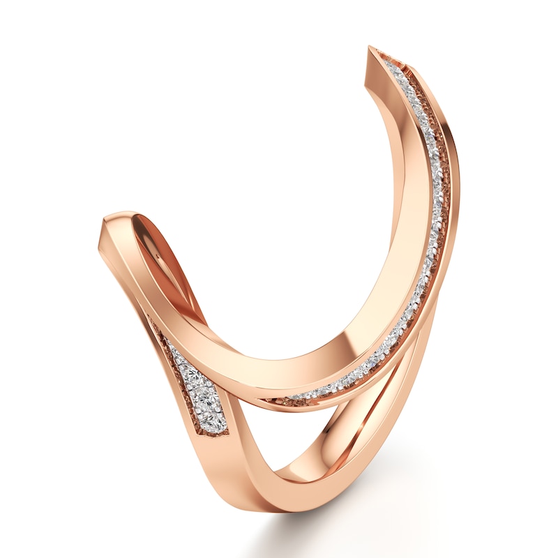 Main Image 4 of J'Lure Lab-Grown Diamond Contour Wedding Band 1/5 ct tw 18K Rose Gold