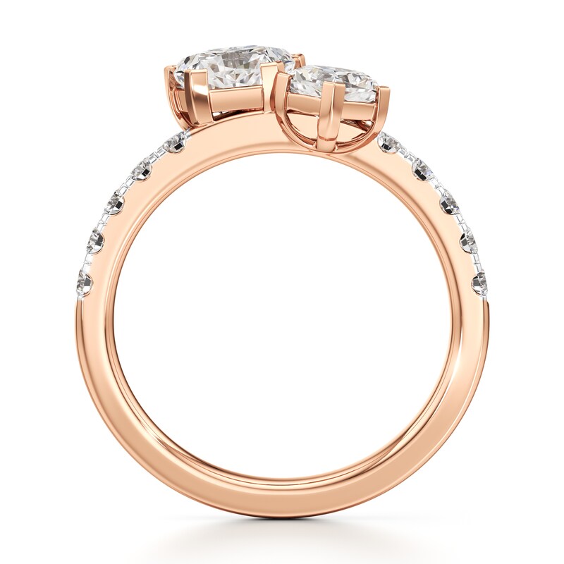 Main Image 2 of J'Lure Pentagon Brilliant-Cut Two-Stone Lab-Grown Diamond Engagement Ring 1-3/4 ct tw 18K Rose Gold