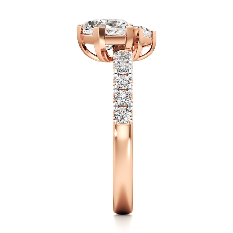 Main Image 3 of J'Lure Pentagon Brilliant-Cut Two-Stone Lab-Grown Diamond Engagement Ring 1-3/4 ct tw 18K Rose Gold